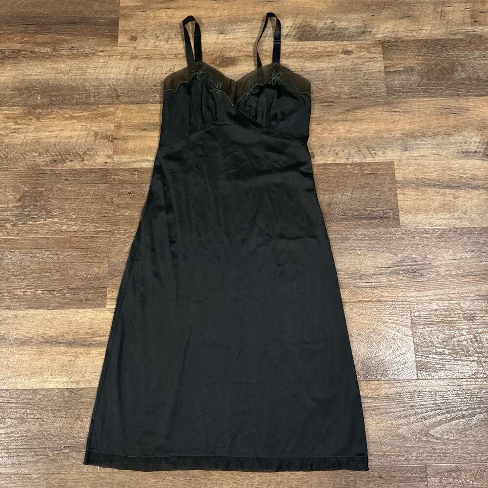 Vintage Handmade Slip Dress Dark Green Gray Satin Sleeveless Romantic Fairy
